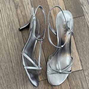 Silver Ralph Lauren Strappy Heels 6.5